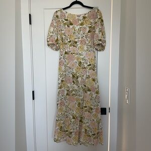 LIKE NEW Who What Wear Floral Long Sleeve Dress - Pink, Yellow, Green